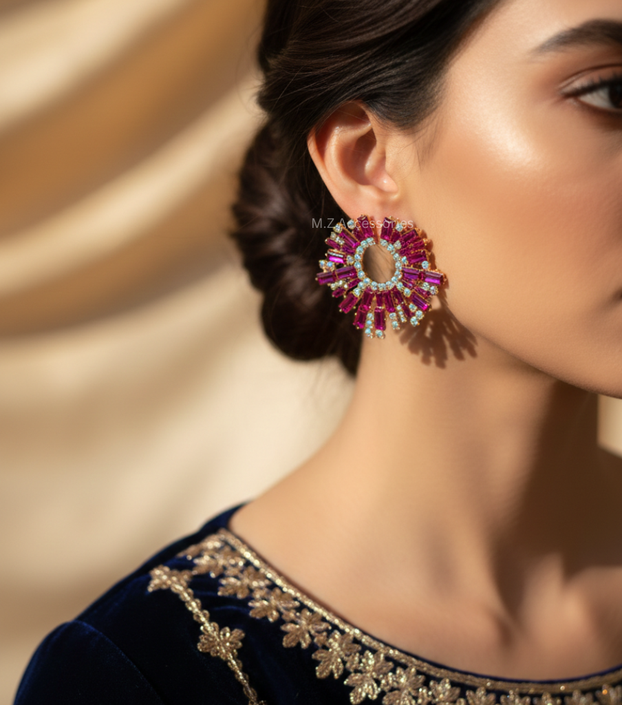 CC-58 pink ring earring