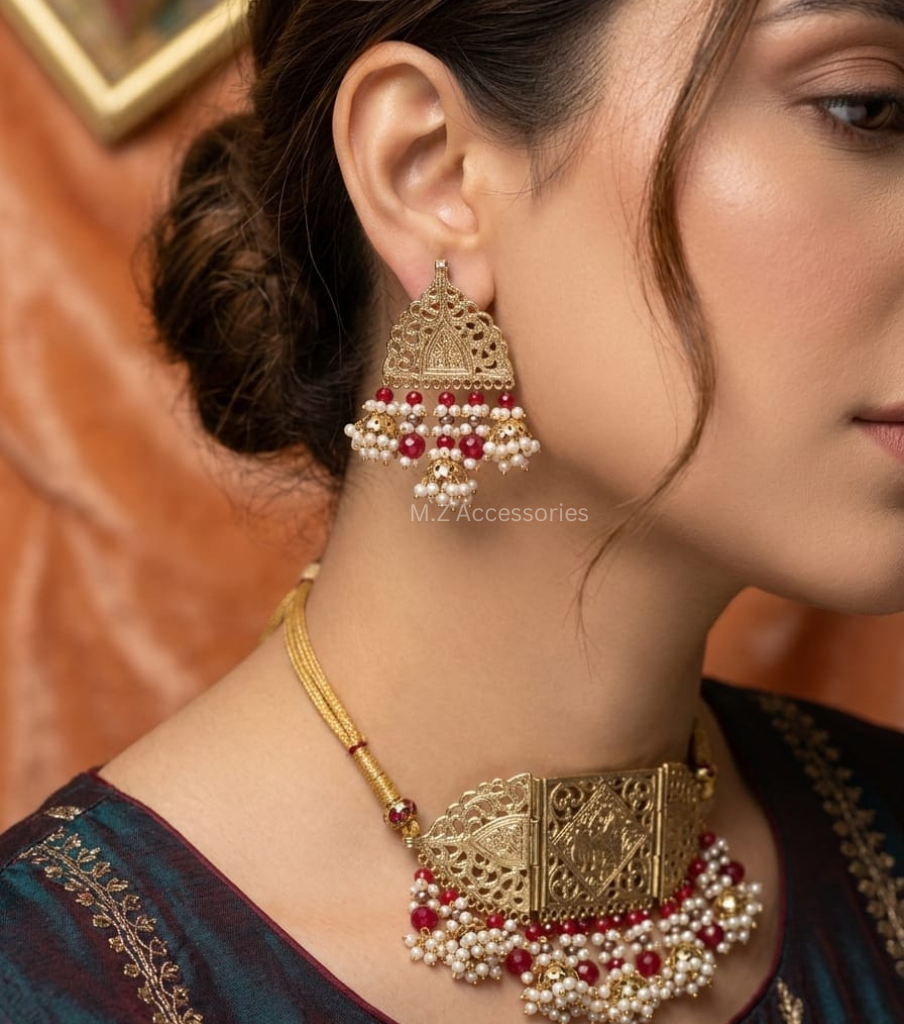 CS-8 Afghan guluband choker with rubi stones