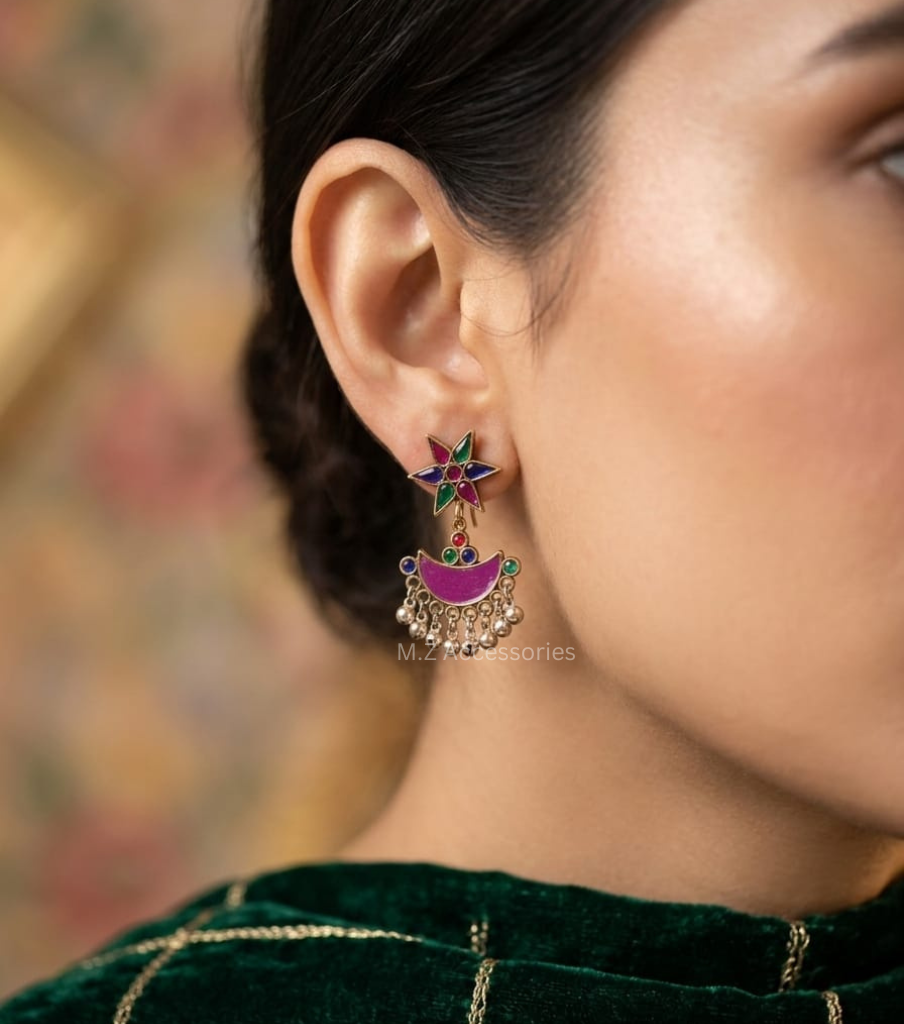 ER-23 Afghan multi color earrings