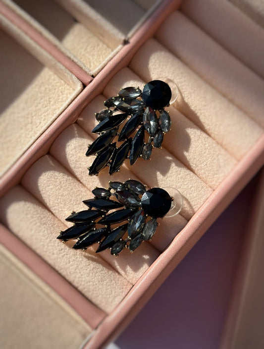 Black crystal  earrings CC-64