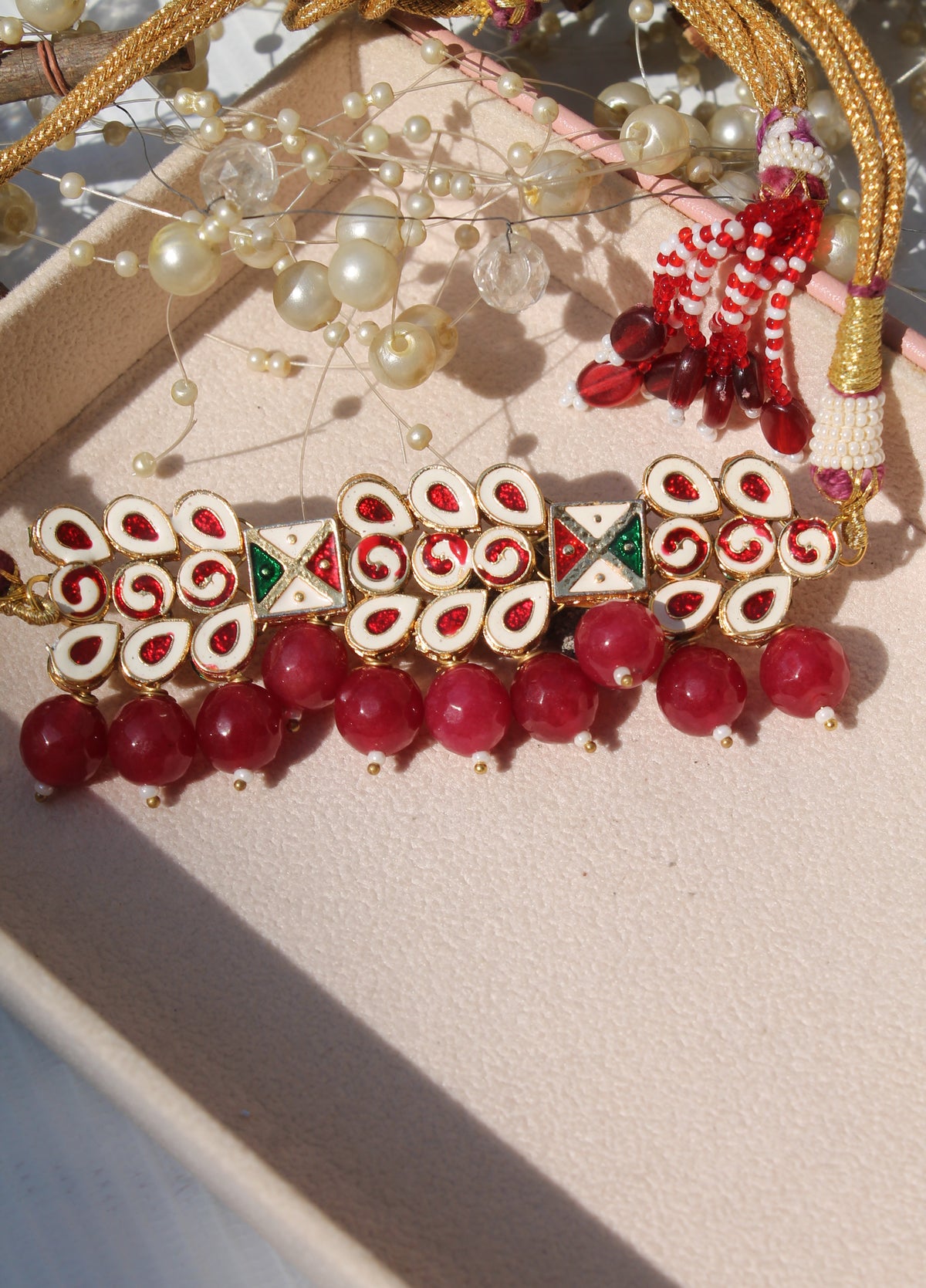 Dual sided wearable jaipuri kundan choker