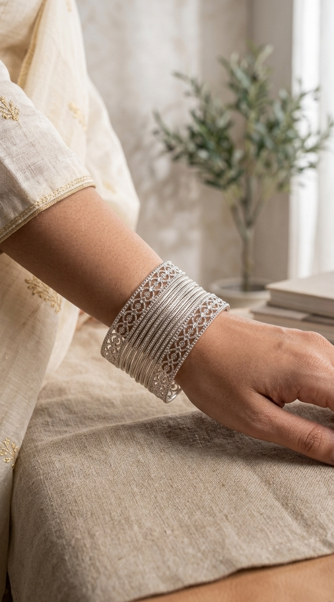 BAN-15 oxidized silver bangles set