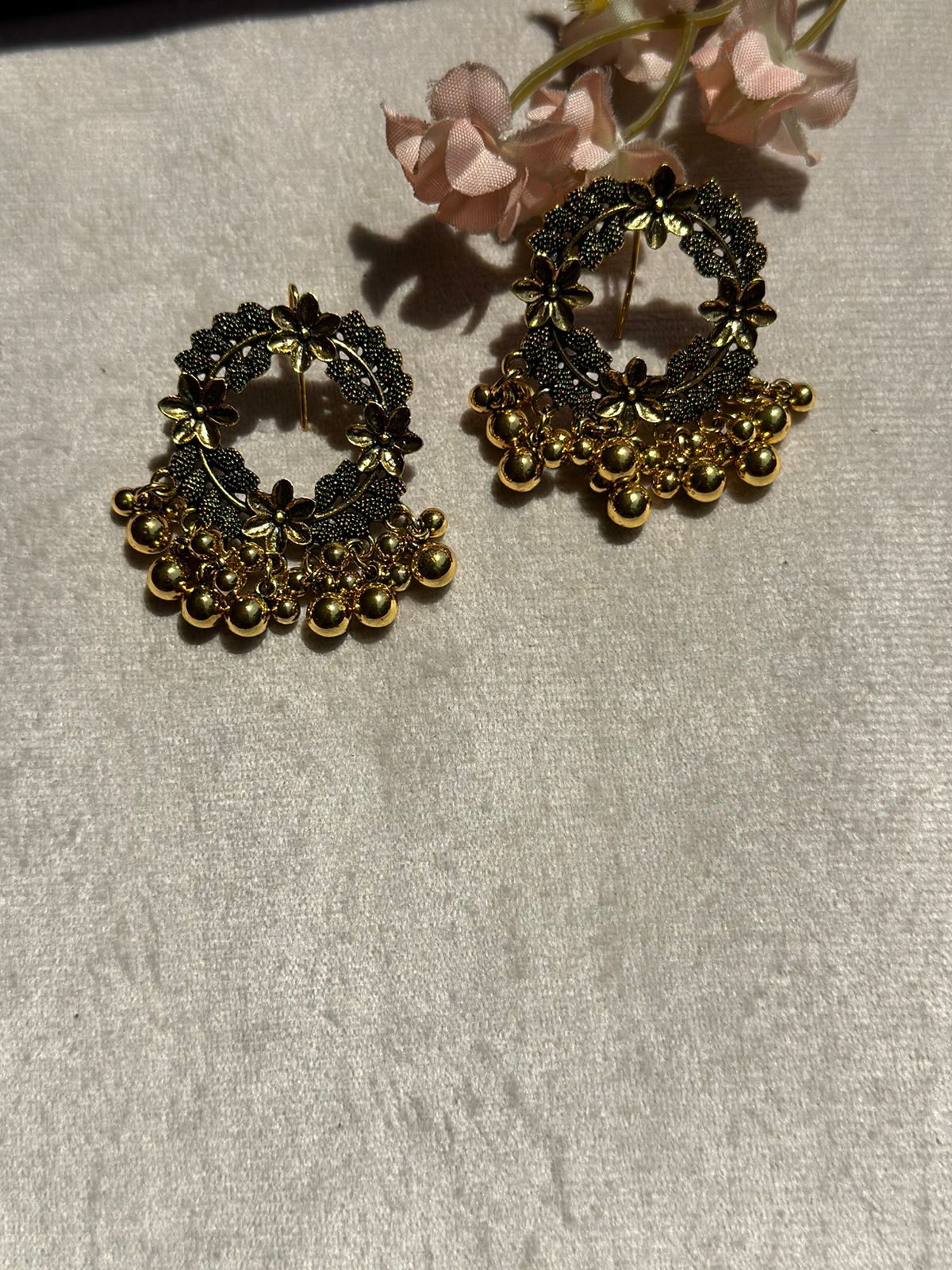 Antique gold polish flower choker set GP-1