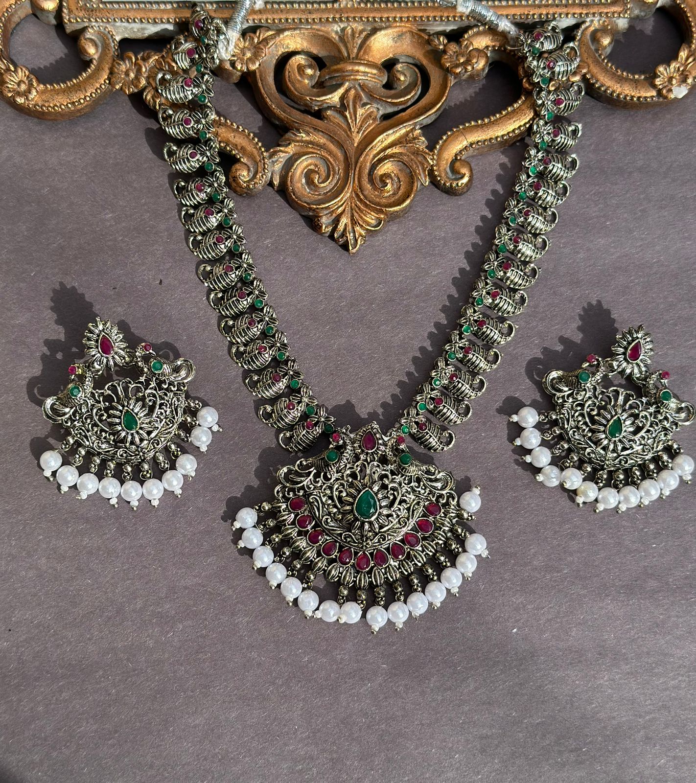 KS-20 Kolhapuri stone necklace set