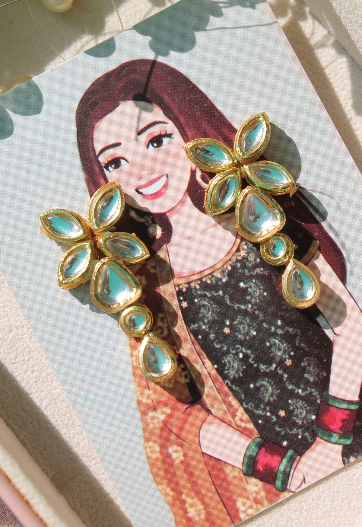 Flower dangling kundan earrings