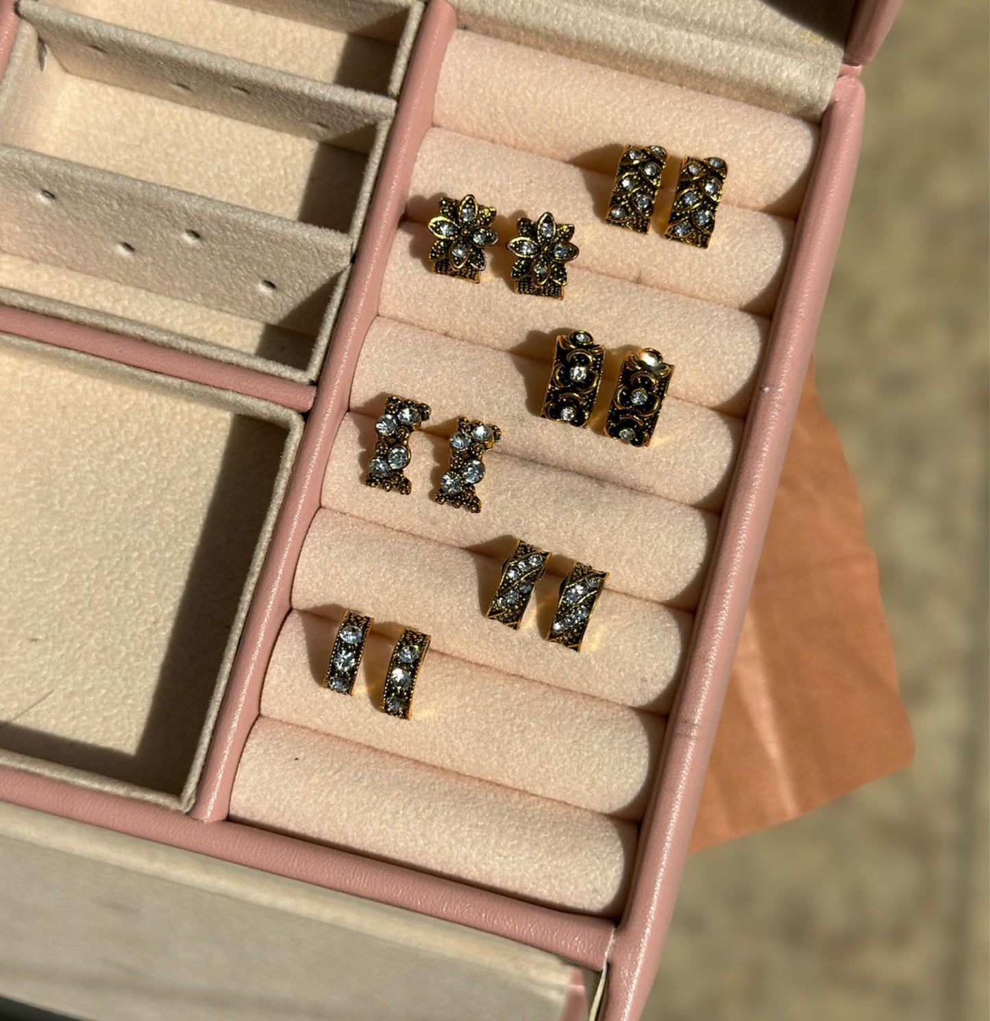 5 in 1 intricate antique polish earrings