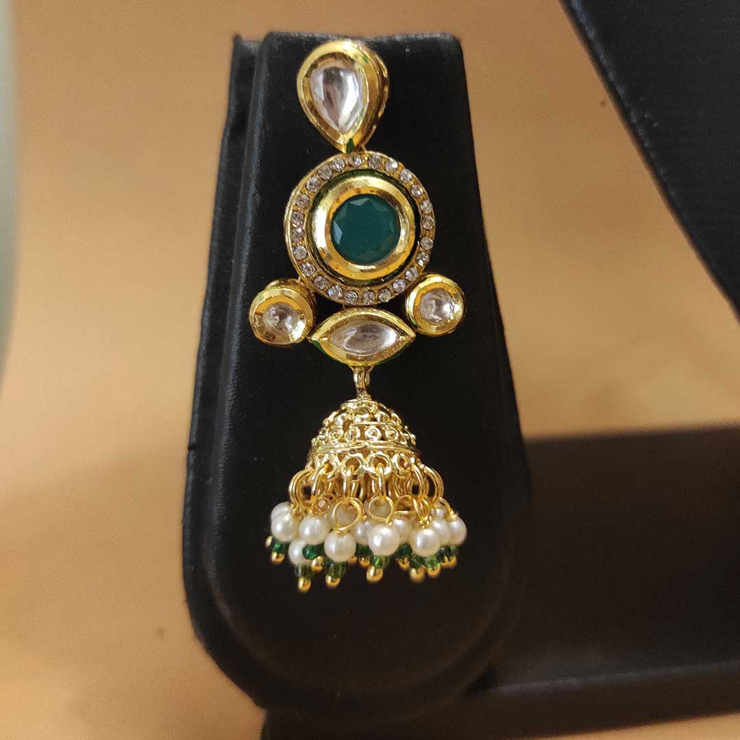 both sided wearable jaipuri kundan necklace with jhumki