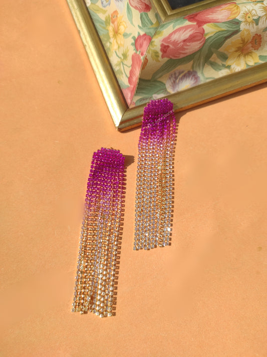 Magenta crystal  earrings CC-26