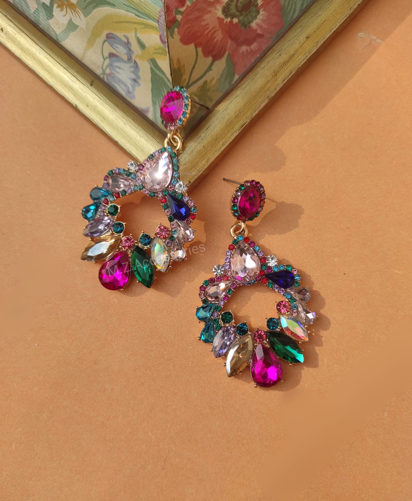 Multi color crystal stone earrings CC-17
