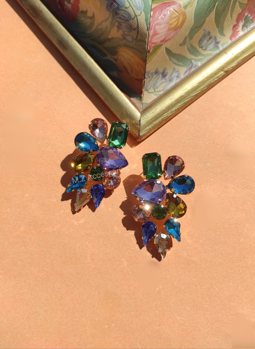 Multi stone crystal earrings CC-50