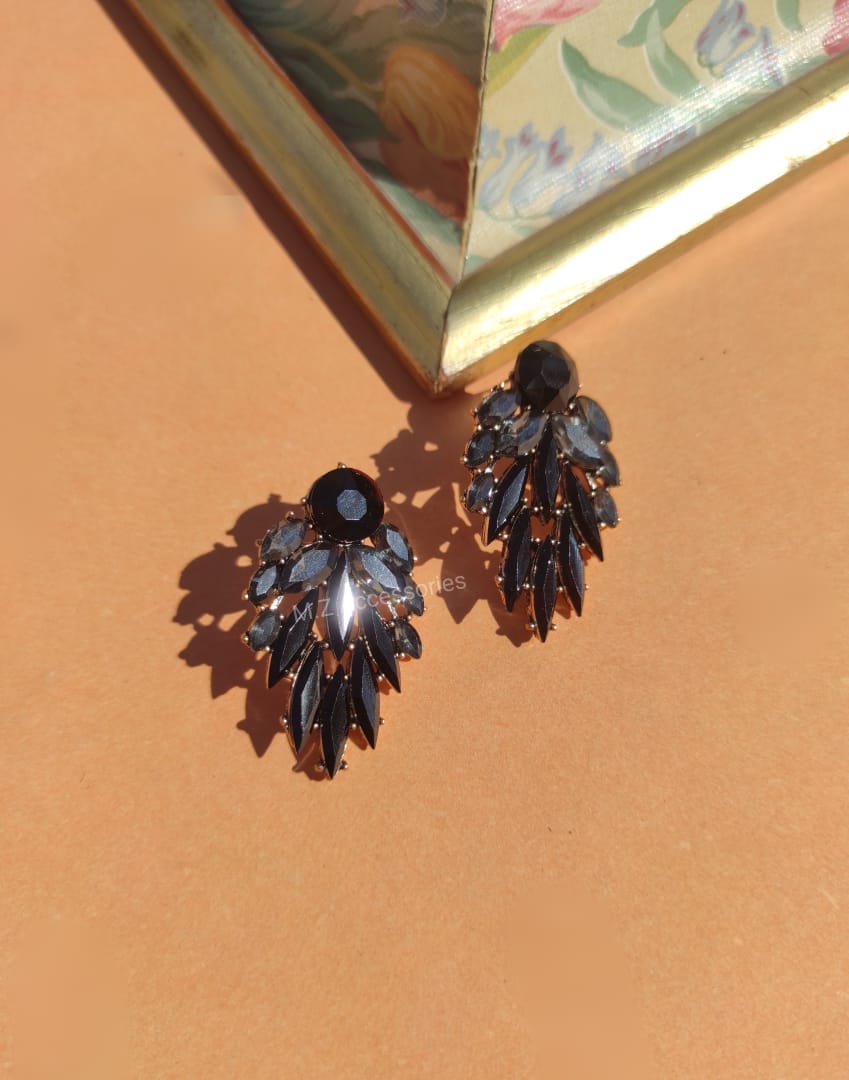 Black crystal earrings CC-64