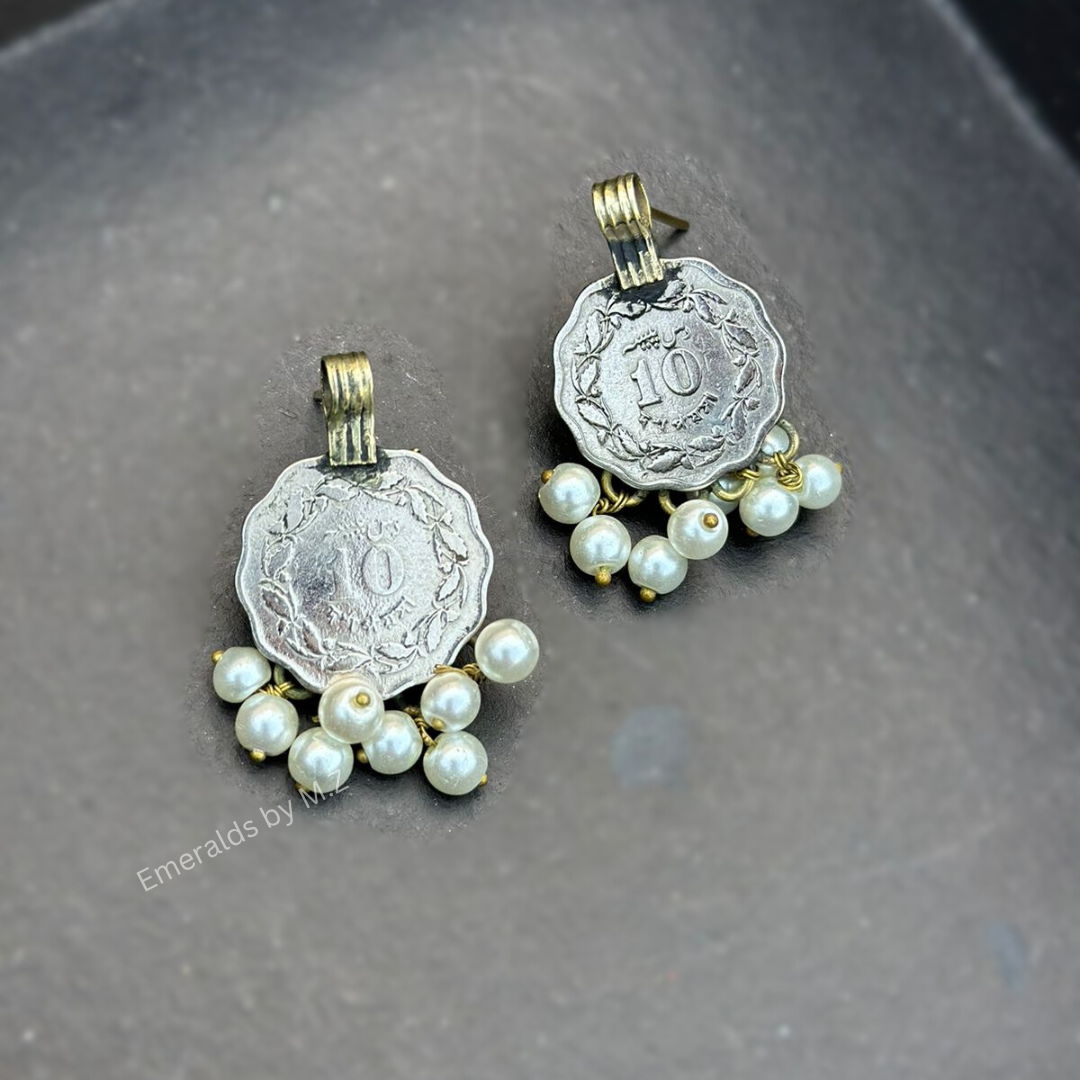 10 paisa coin earrings.