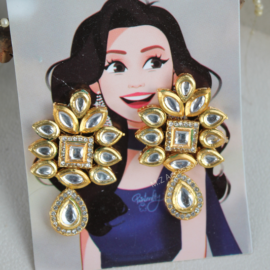 Intricate jaipuri kundan earrings