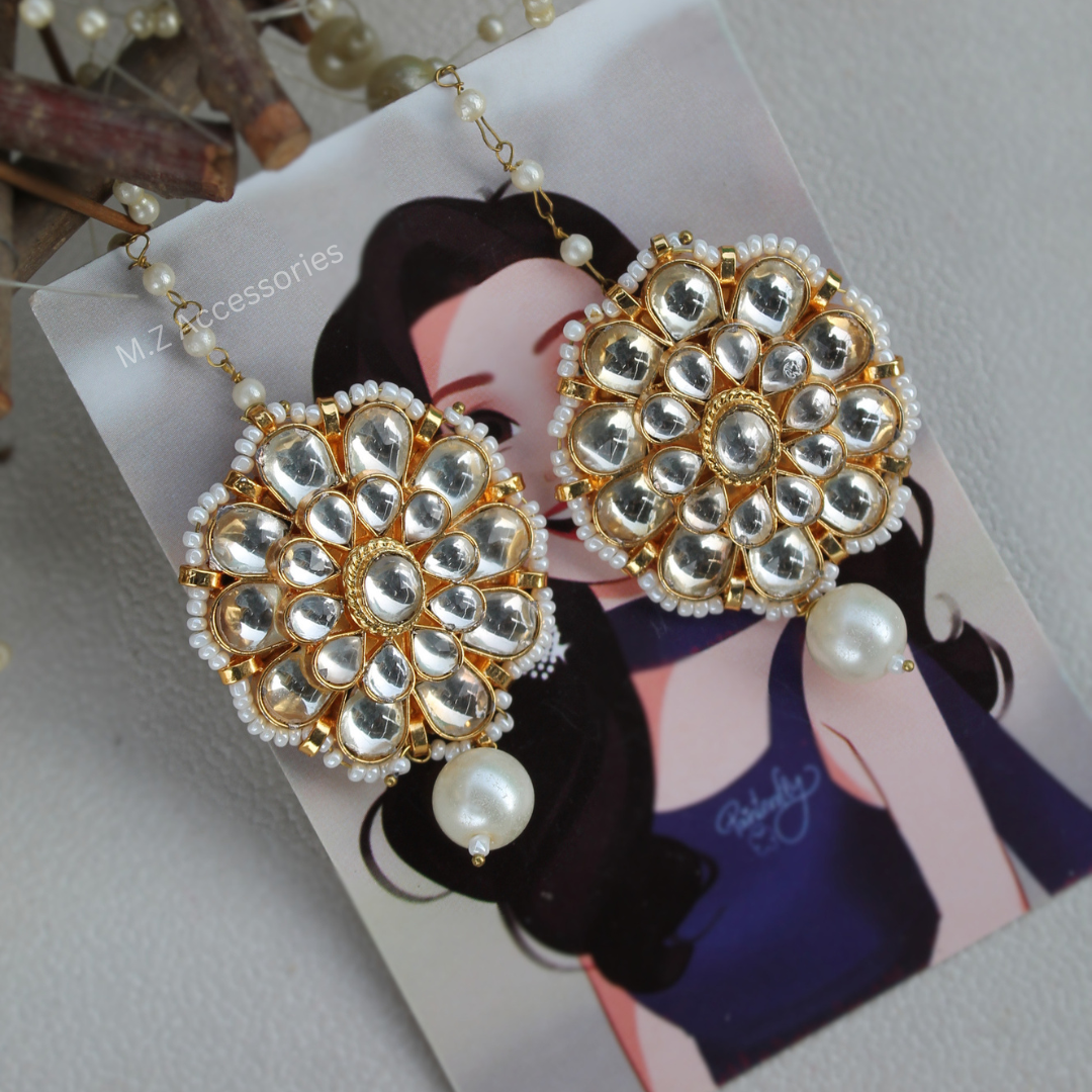 Mozzanaite polki kundan earrings