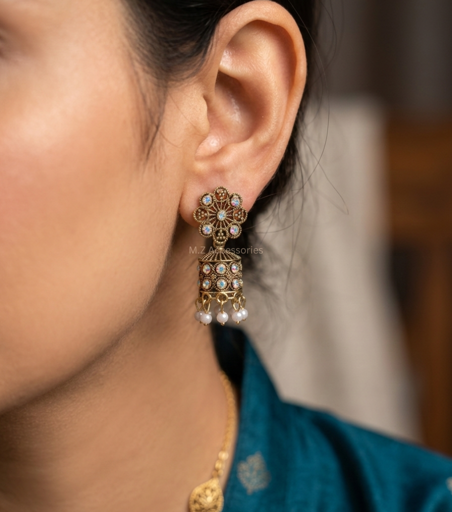 Antique gold mini jhumki