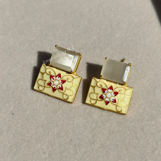 Meenakari stone mini earrings.