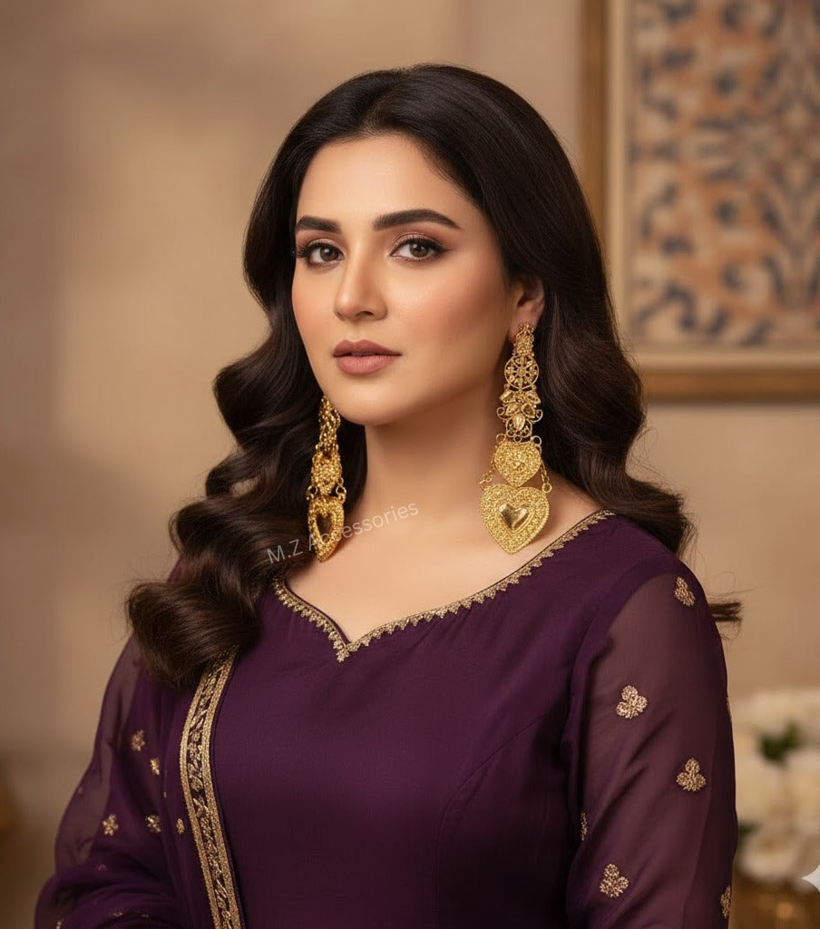 ER-4 Antique gold polish panpatta earrings