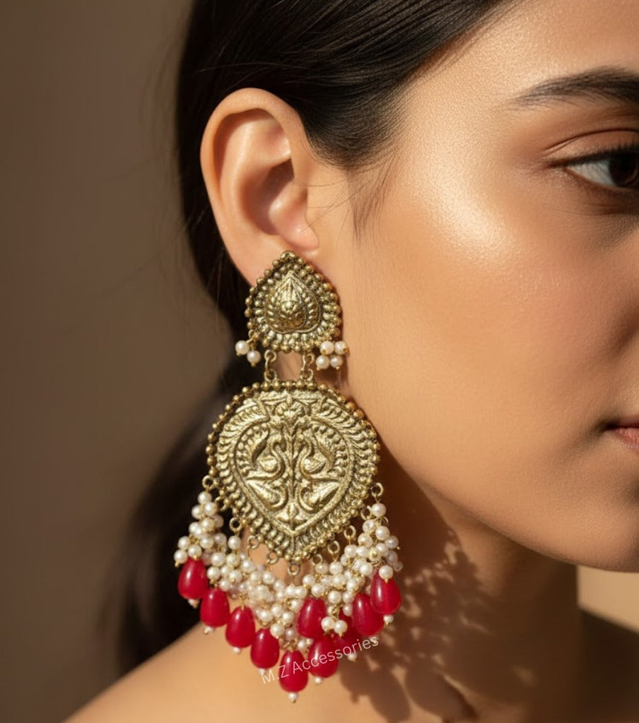 Oxidized german silver pan earrings