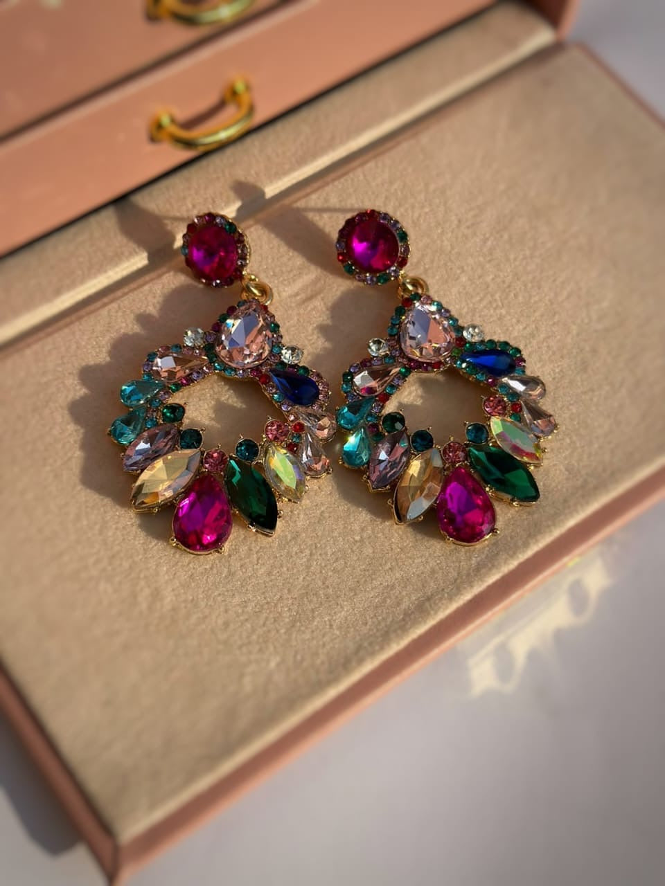 Multi color crystal stone  earrings CC-17