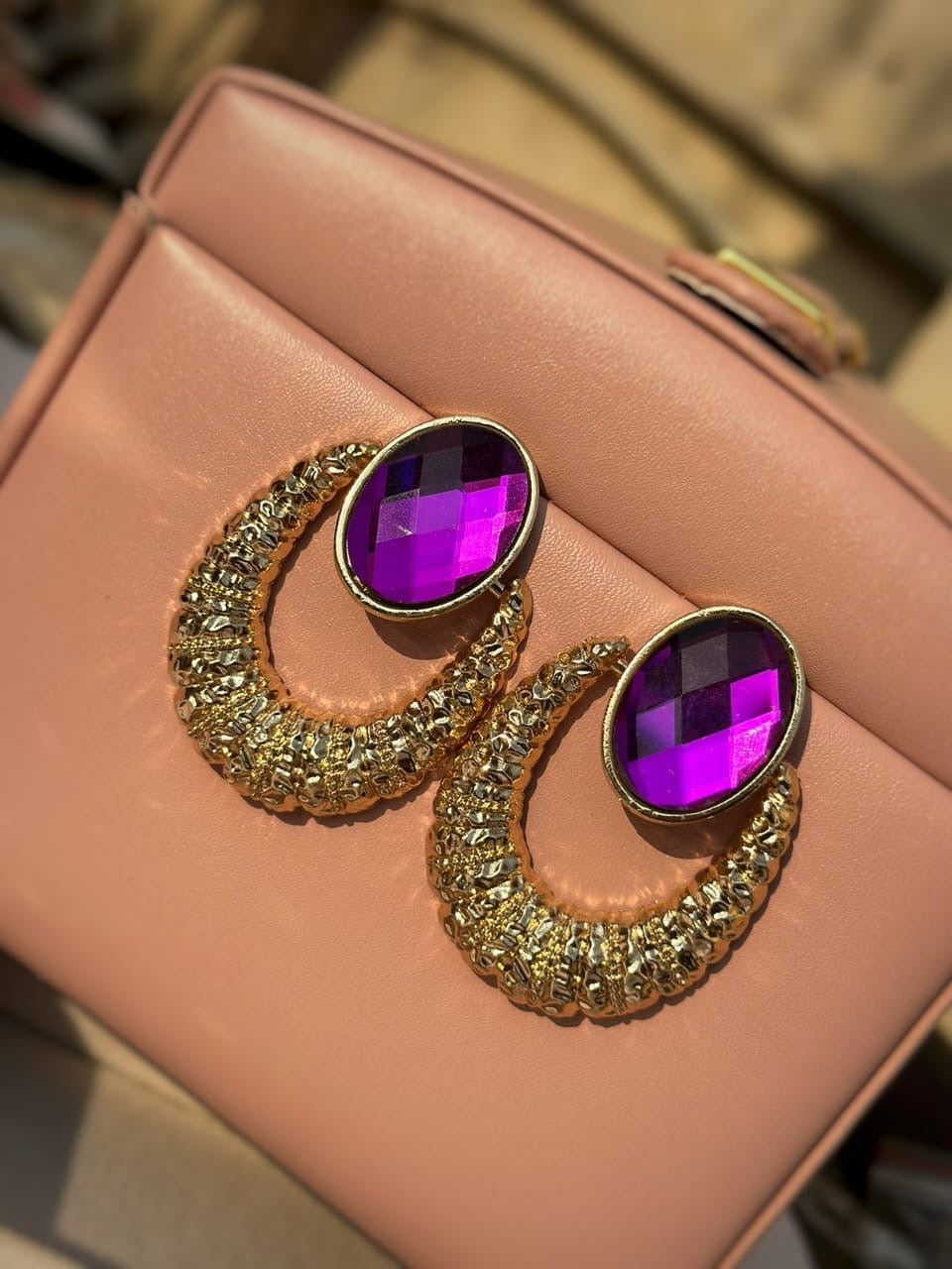 Golden Pink dangling earrings CC-20