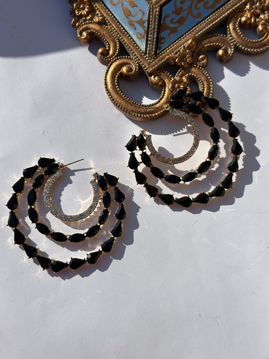 CC-38 black ring earrings