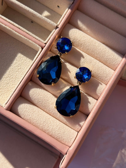 CC-82  Royal blue dangling earrings