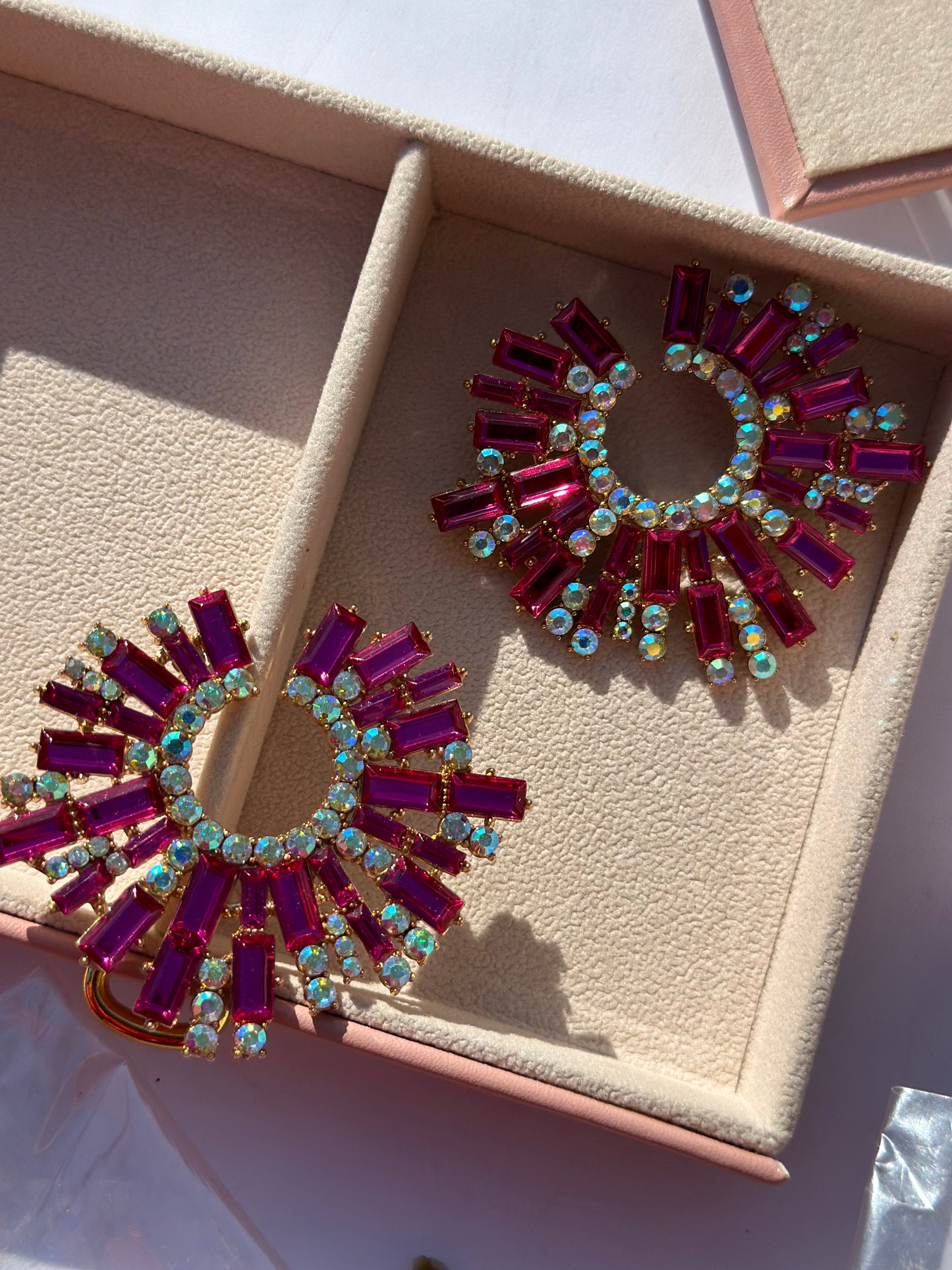 CC-58  pink ring earring