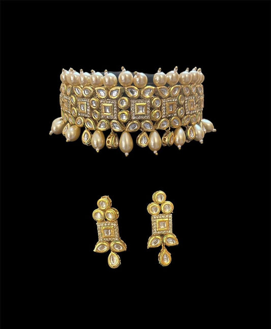 Pearl Studded Jaipuri Diamond Kundan Set