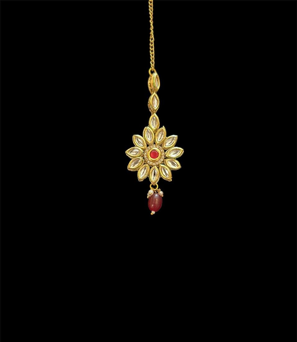 Dual Sided Wearable Jaipuri Kundan Teeka