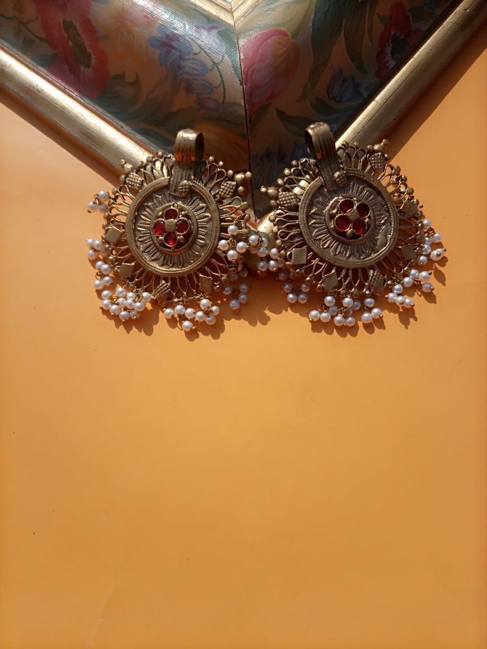 Antique afghan pendant earrings