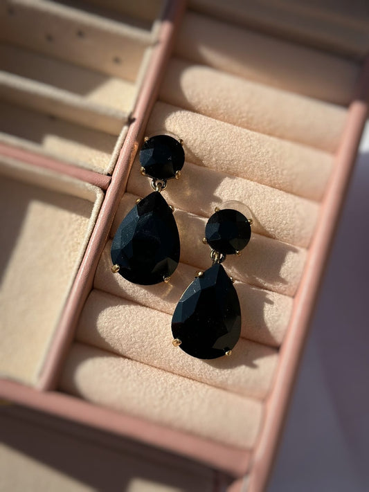 Black crystal stone earrings CC-81