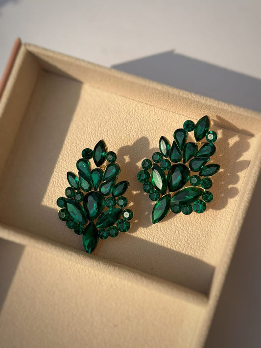 Emerald green stone earrings CC-7