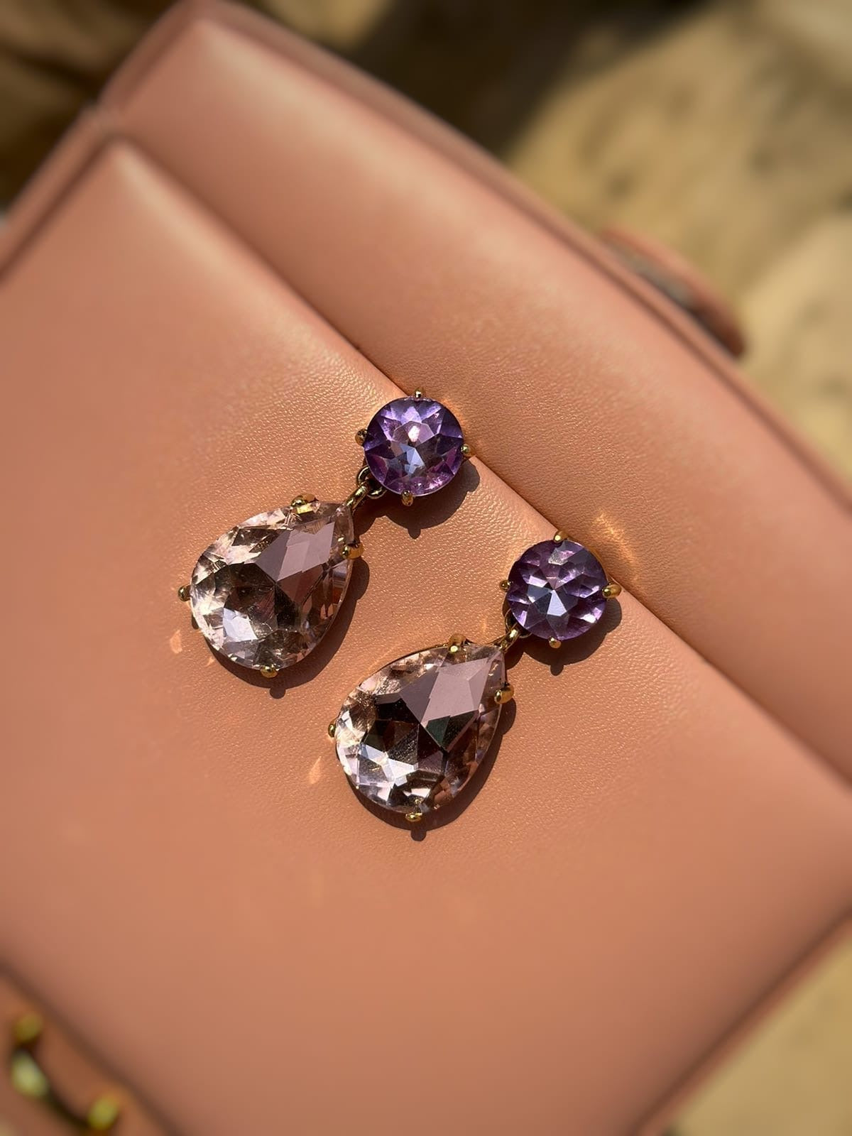 lilac crystal earrings CC-76