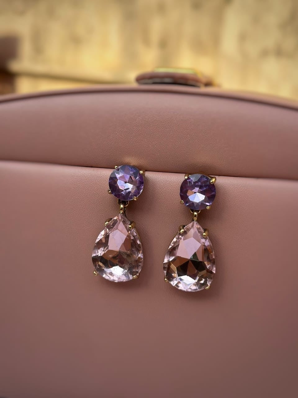 lilac crystal earrings CC-76