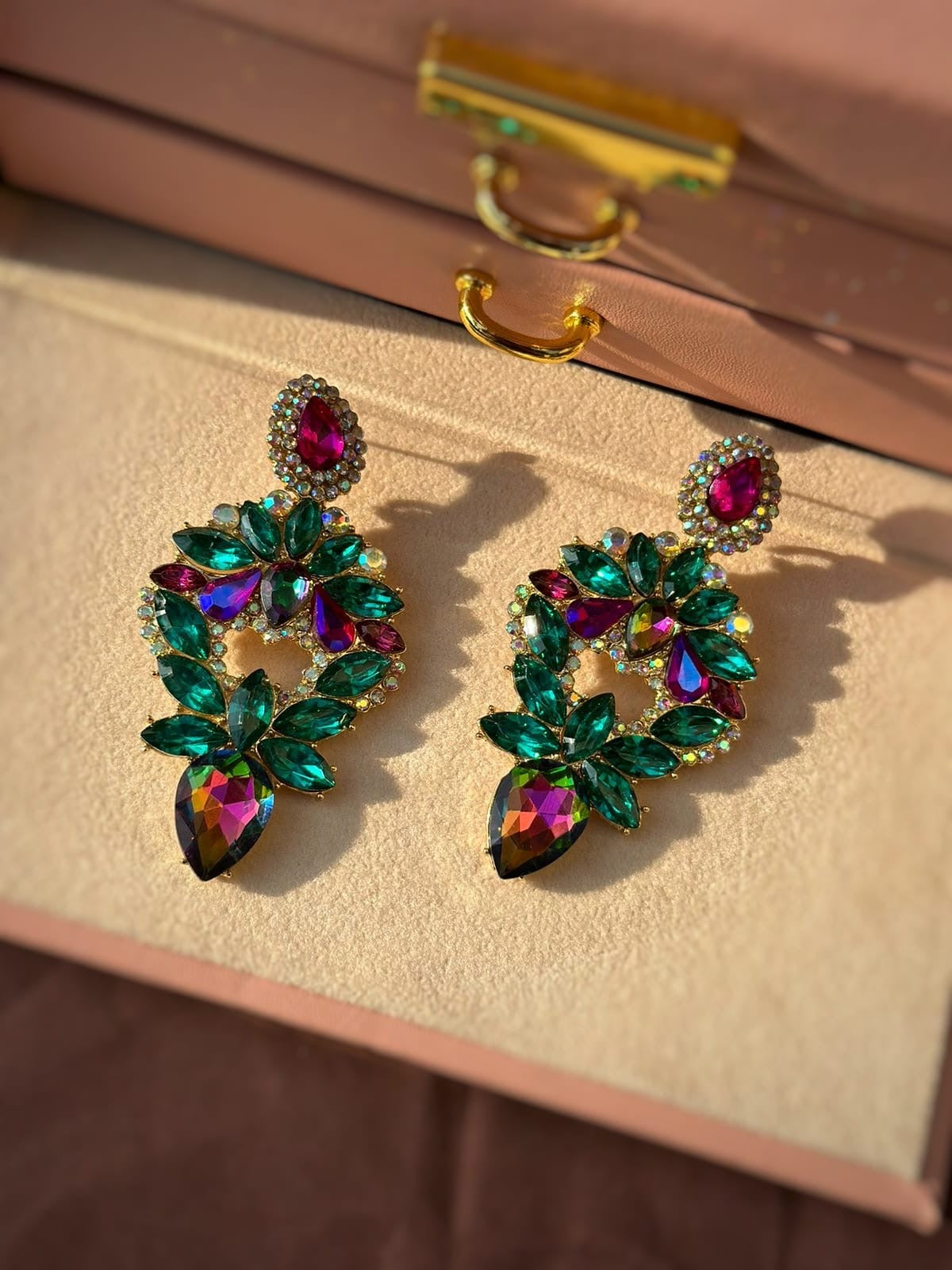 Multi stone dangling earrings CC-60