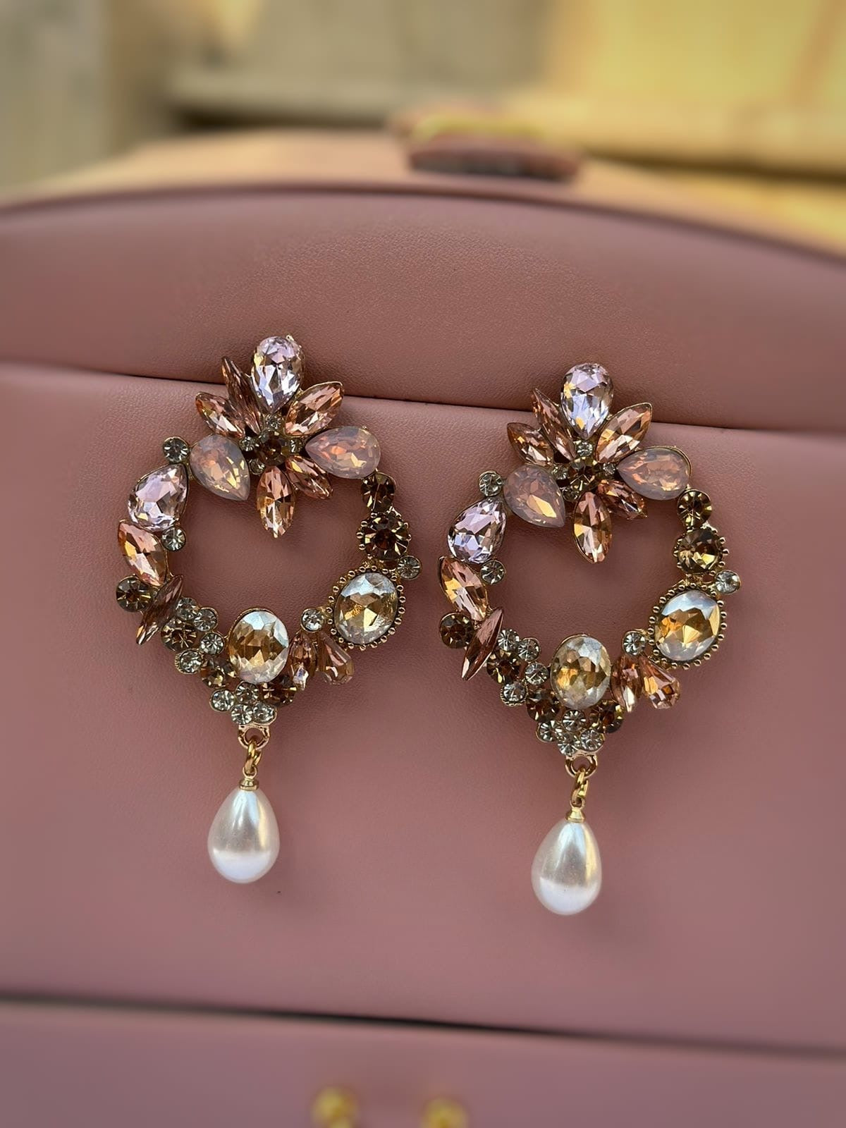 pink flower earrings CC-61