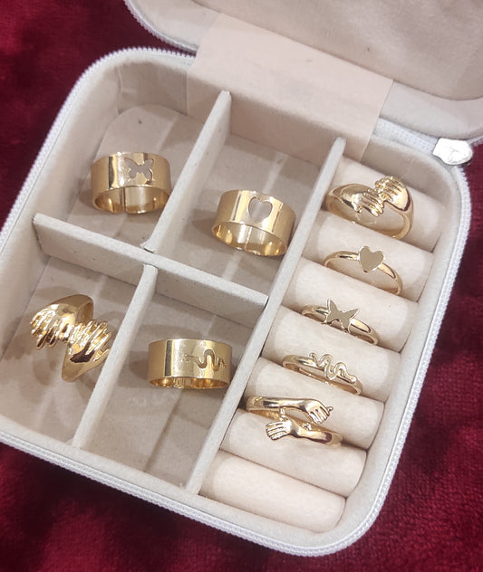 Stainless silver waterproof rings with premium storage box