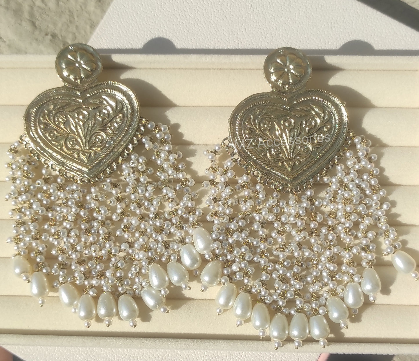 Antique gold polish long hanging earrings