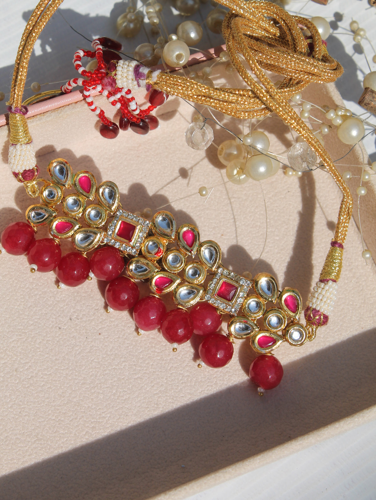 Dual sided wearable jaipuri kundan choker