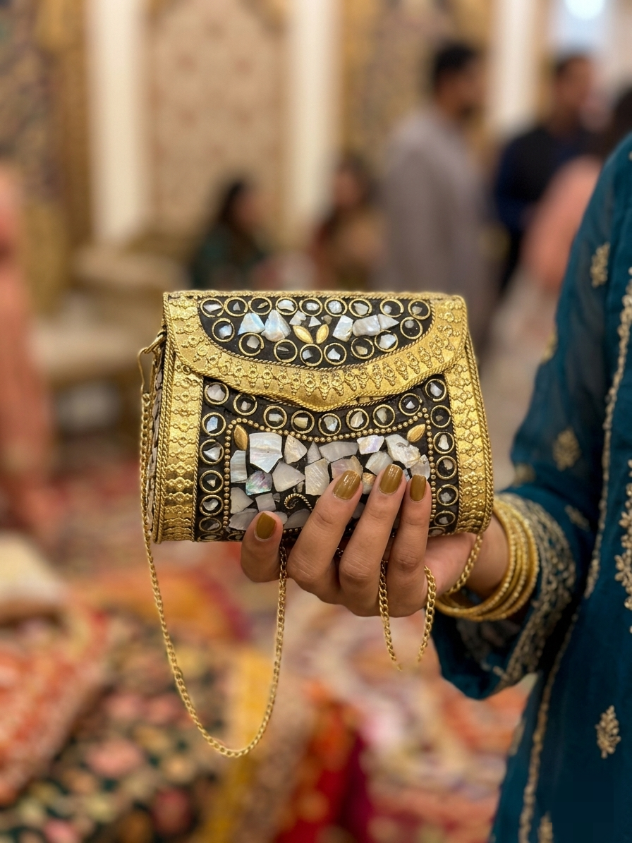 Fresh water pearl metal clutch