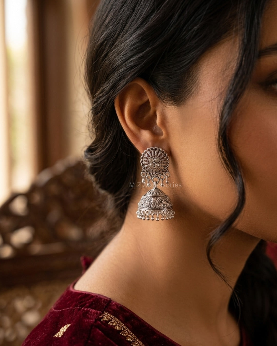 ERI-2 oxidized german silver mini jhumki