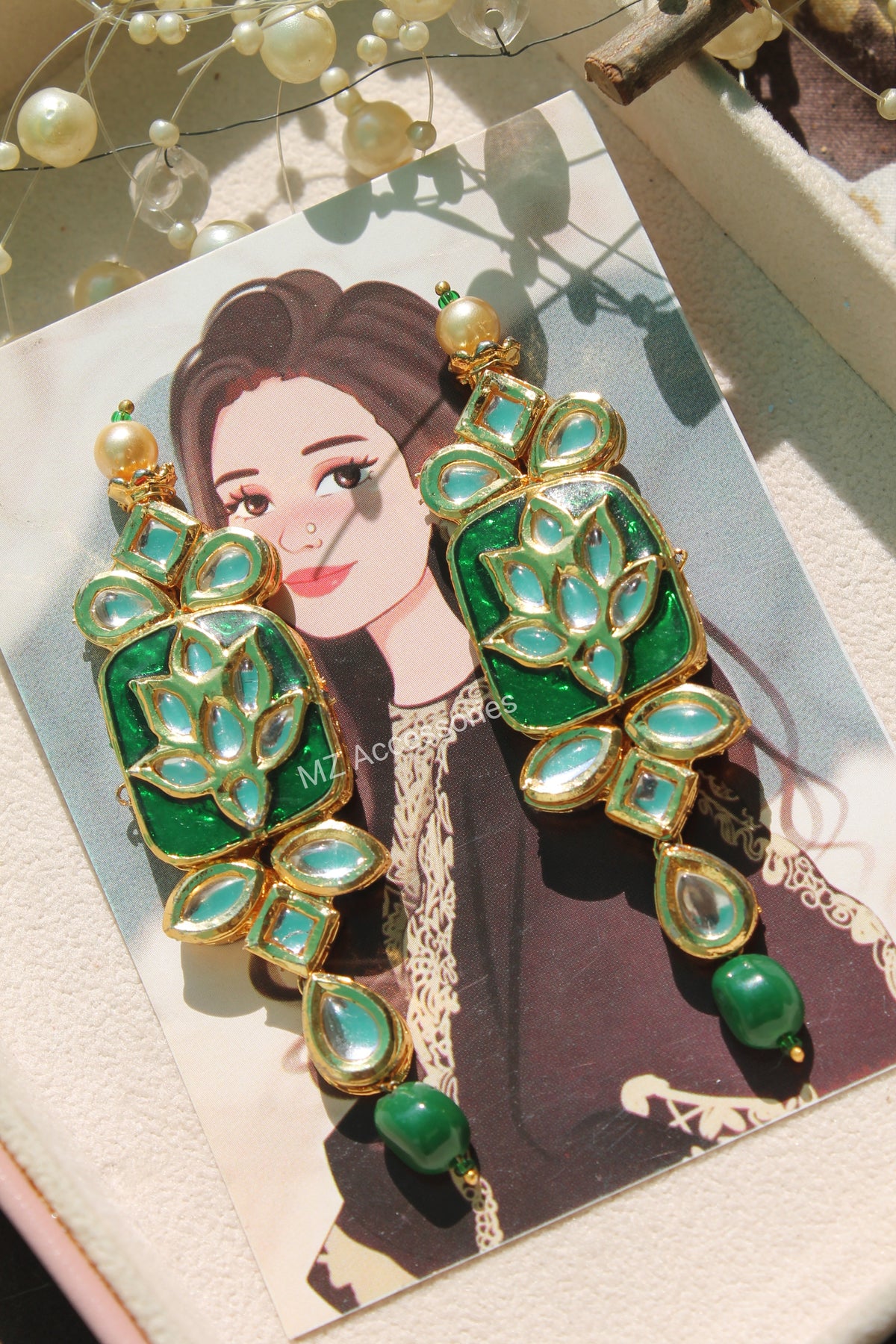 Jaipuri meenakshi kundan earrings