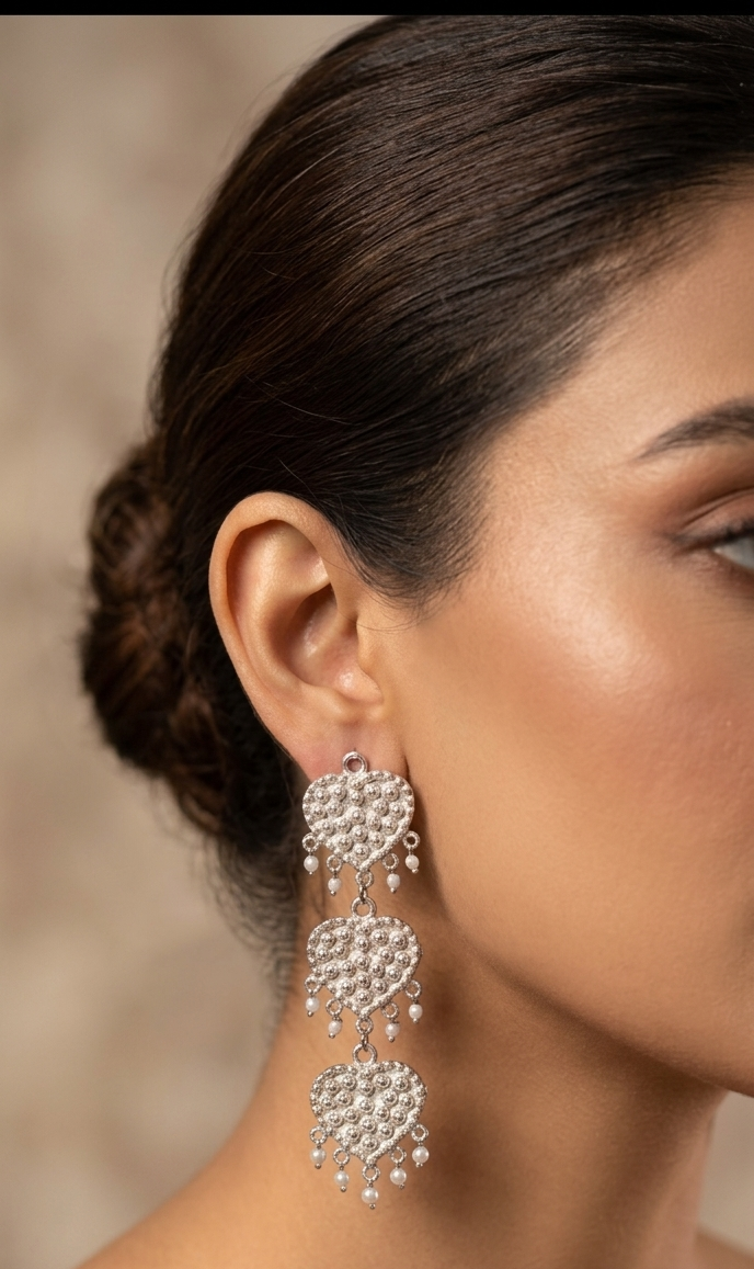 Oxidized german silver pan earrings