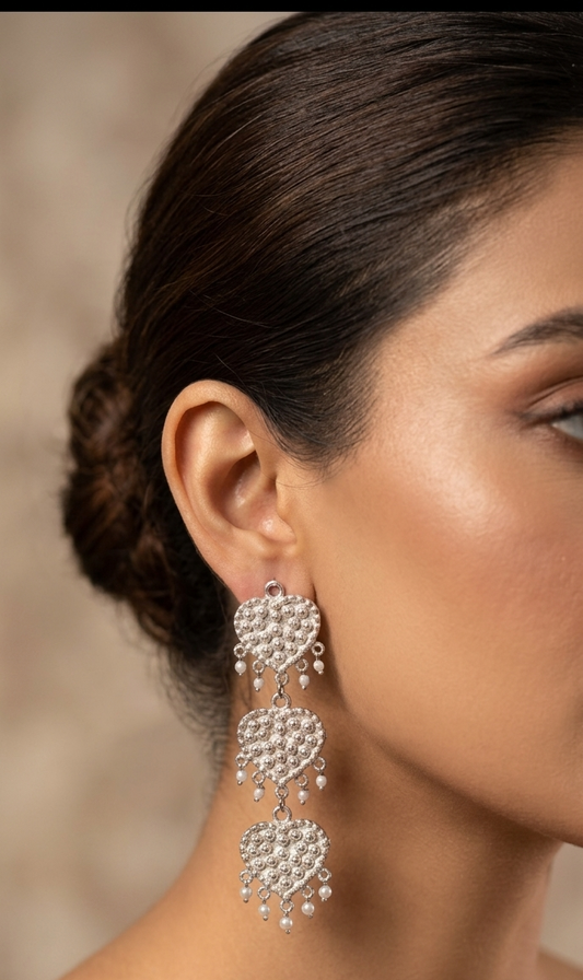 Oxidized german silver pan earrings