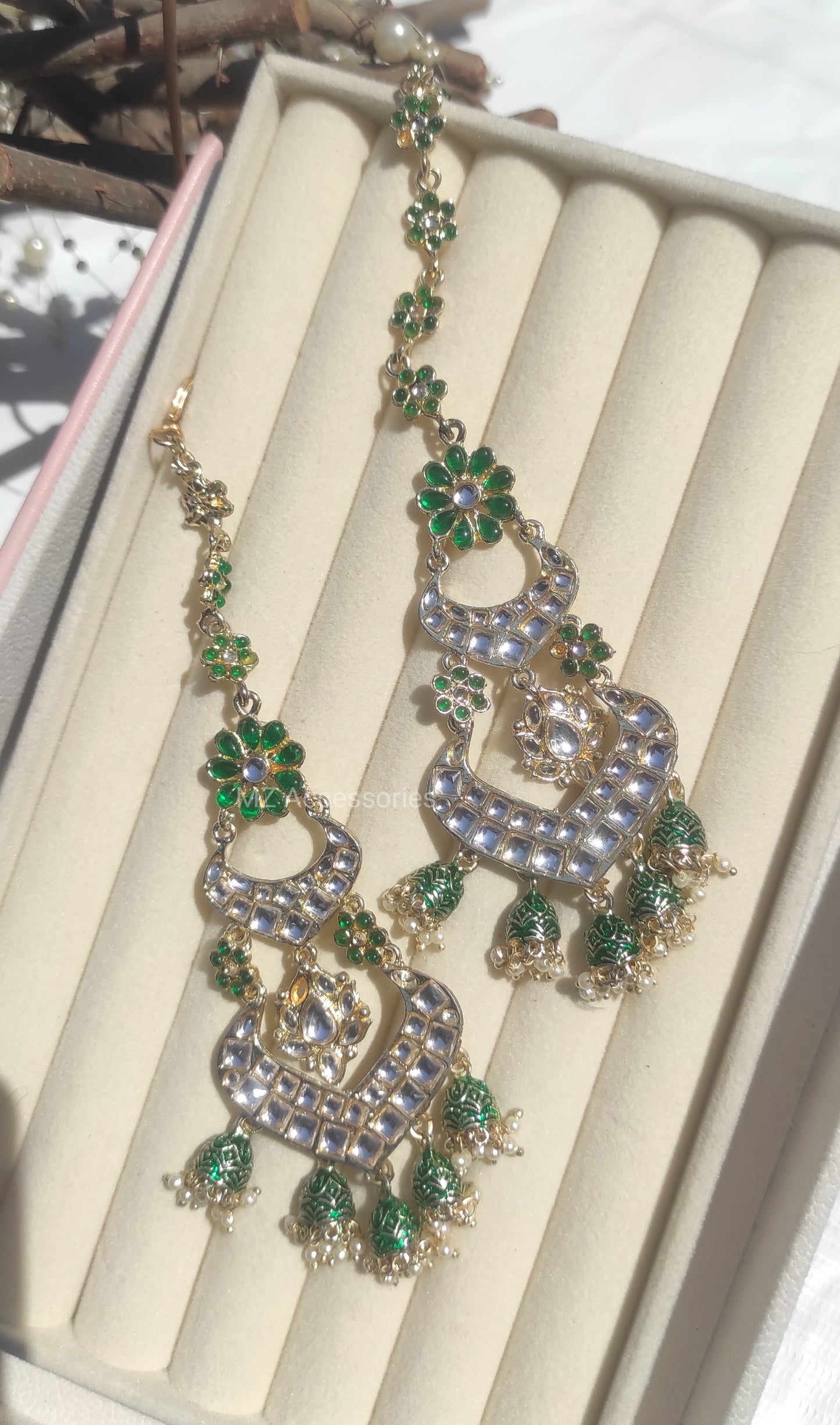 Pachi kundan kashmiri earrings