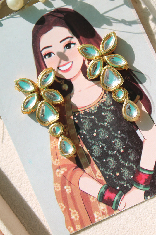 Flower dangling kundan earrings