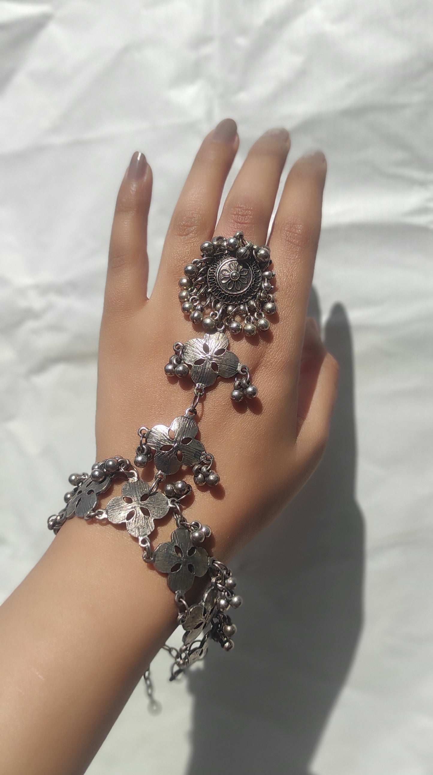 Oxidized german silver hathphool