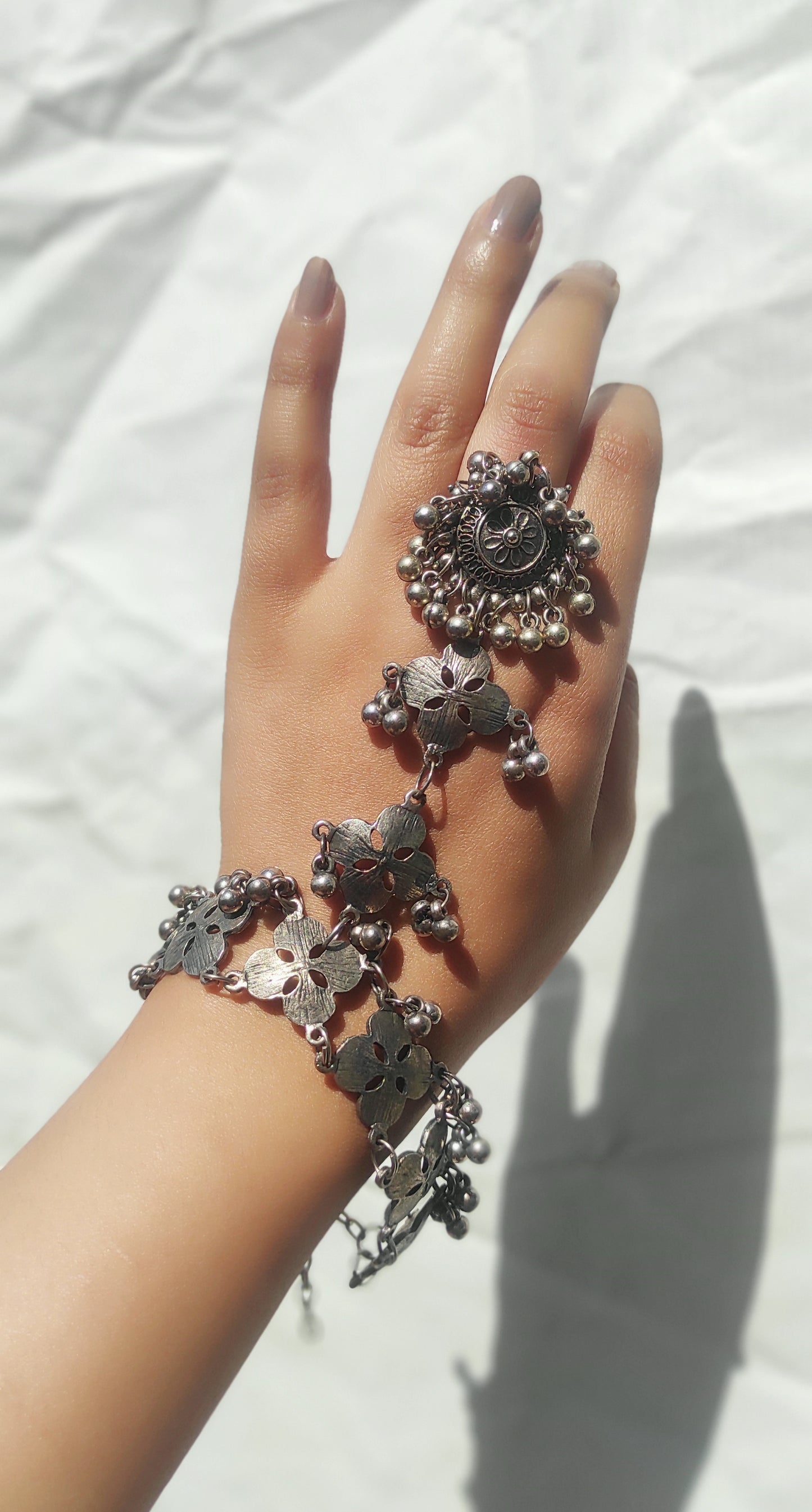 Oxidized german silver hathphool