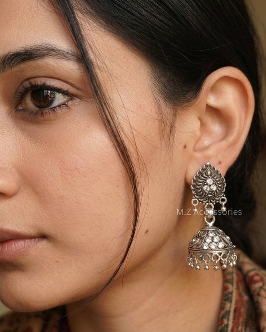 ERI-001 oxidized german silver mini jhumki