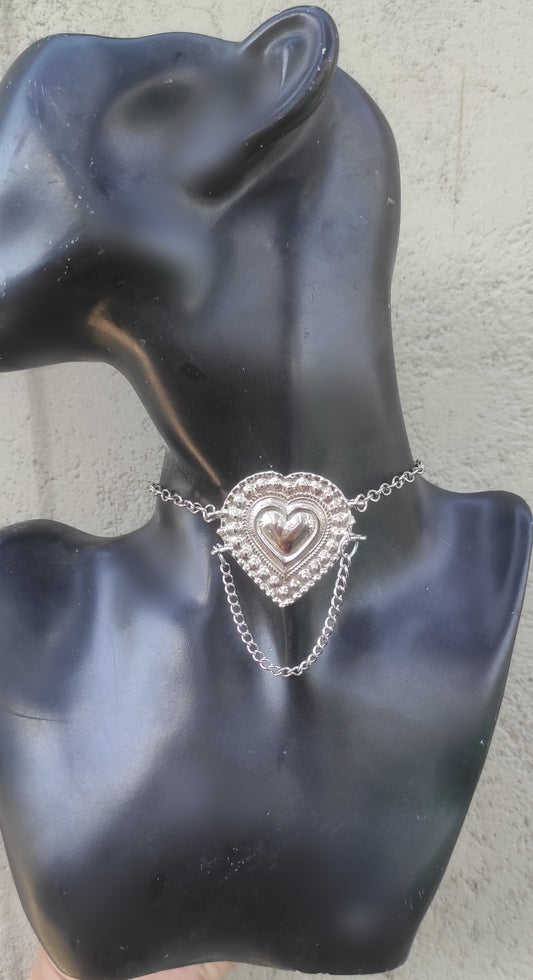 Antique silver minimal choker